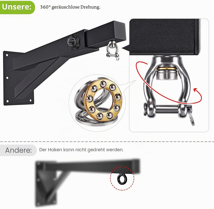 BeneLabel Boxsack Halterung, Sandsack Wandhalterung 360 Schwenkbar Befestigung Wand Boxsackhalter In