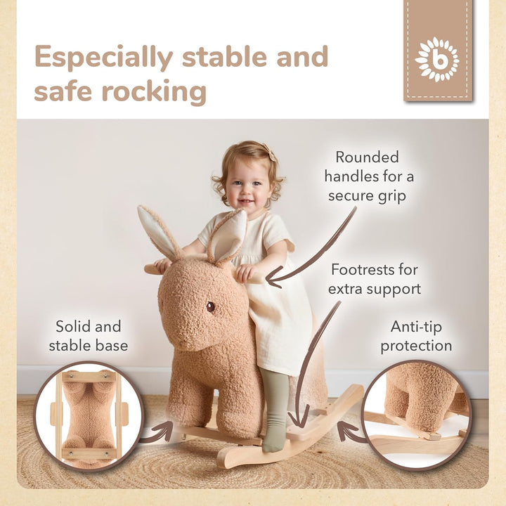 Bieco Plüsch Schaukeltier Hase Fine, 68 cm | Kinder Schaukelstuhl mit Sicherheitsgurt | Baby Schauke