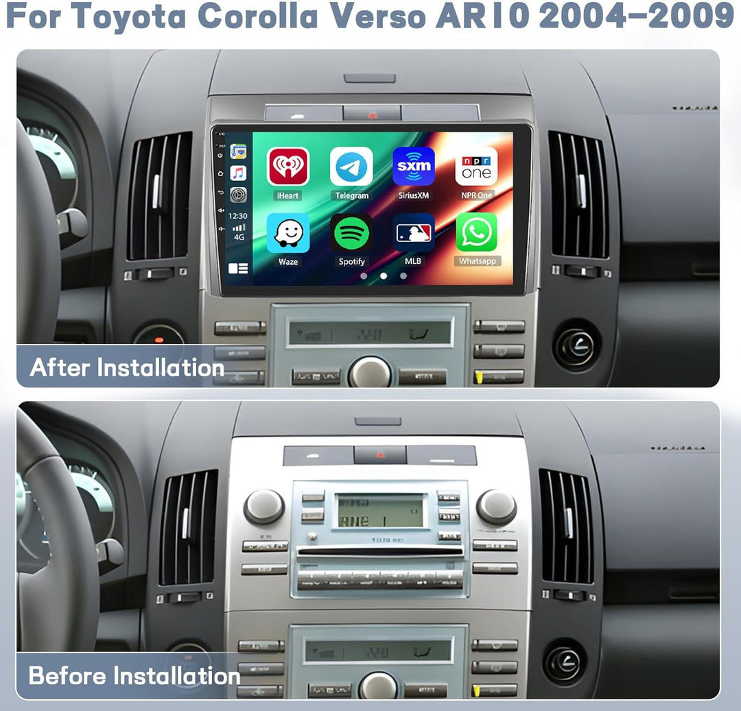 Hikity Qualcomm Snapdragon 8 Core 4+64G Android 15 Autoradio für Toyota Corolla Verso AR10 2004-2009