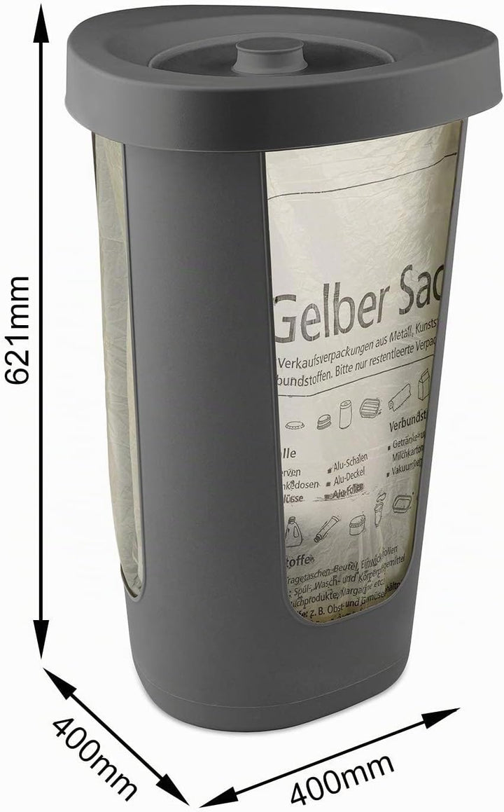 Rotho Fabu 3er-Set Müllsackständer, Kunststoff (PP recycelt), anthrazit, 40.6 cm, 3 3 x Müllsackstän