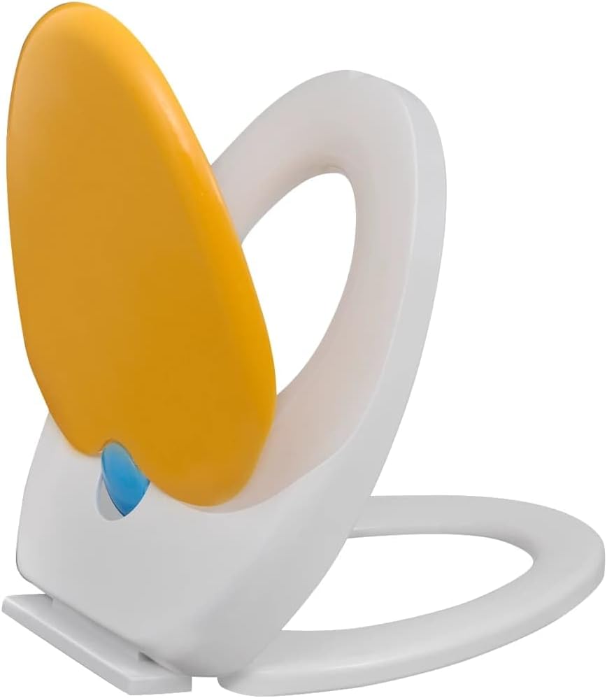 Toilettensitz mit Absenkautomatik Soft-Close Kinder und Erwachsene Weiss Gelb, WC Klo Brille aus Pol