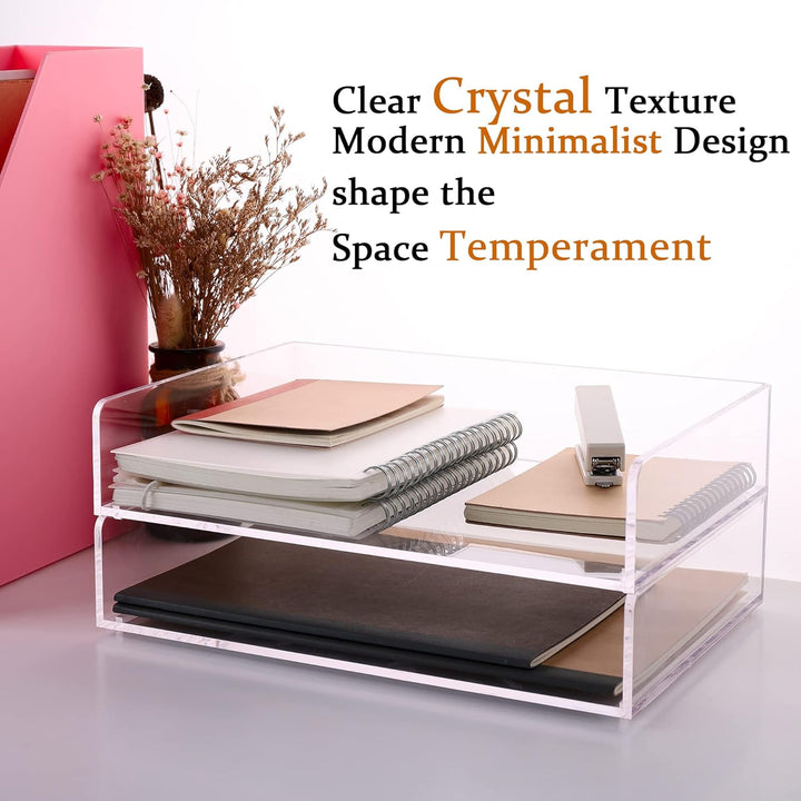 Papier-Organizer-Tablett, transparente Acryl-Schreibtisch-Organizer und Zubehör, Bürobedarf, stapelb