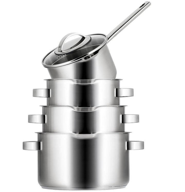 Sola Pearl Premium Topfset Induktion - 4-Teilig, Kochtopf set mit Deckel - 18/10 Mattiert Edelstahl