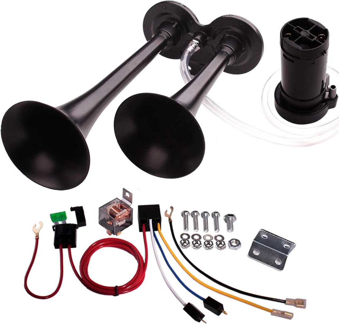 FARBIN Auto Horn 12V 150db Super Loud Air Horn, Dual Trompete Zug Horn Kit für LKW, LKW Horn mit Kom
