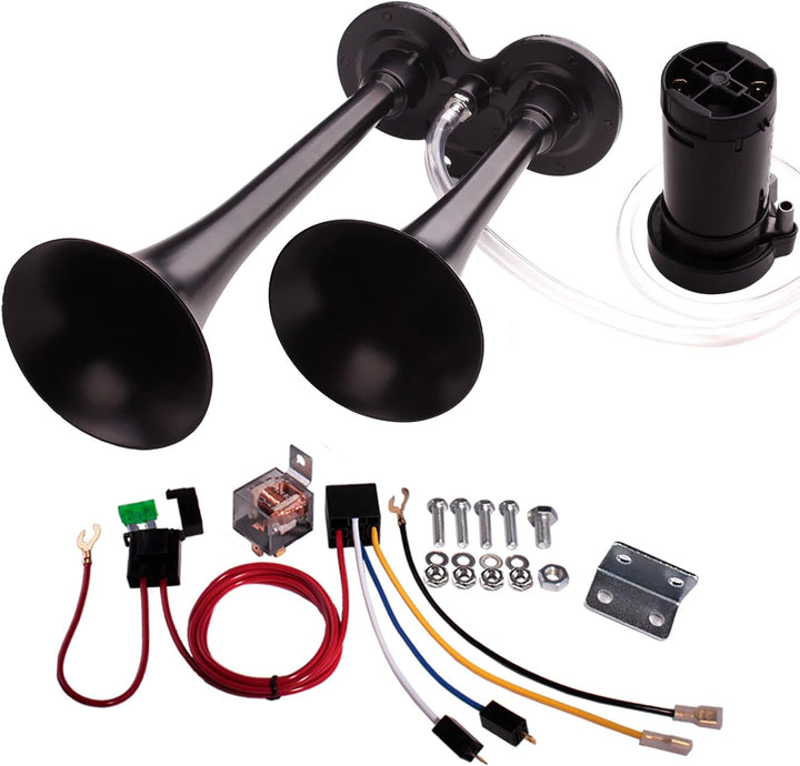 FARBIN Auto Horn 12V 150db Super Loud Air Horn, Dual Trompete Zug Horn Kit für LKW, LKW Horn mit Kom