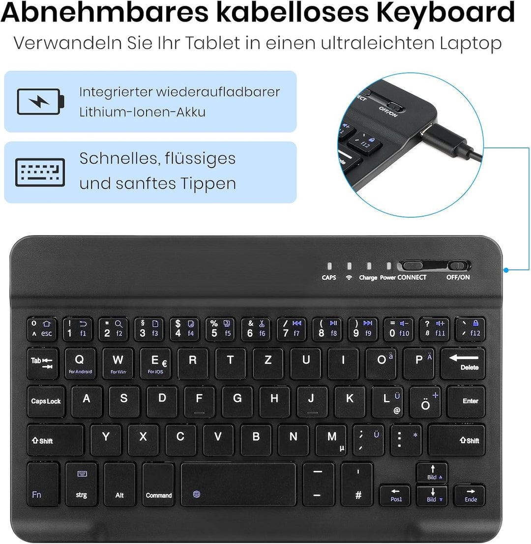 Tastatur für Samsung Galaxy Tab A11 8.7 Zoll 2025, Hülle mit Tastatur für Samsung Galaxy Tab A11/A9,