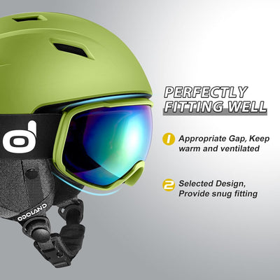 Odoland Skihelm und Skibrille Set Snowboardhelm mit Snowboardbrille für Damen und Herren Ski Goggles