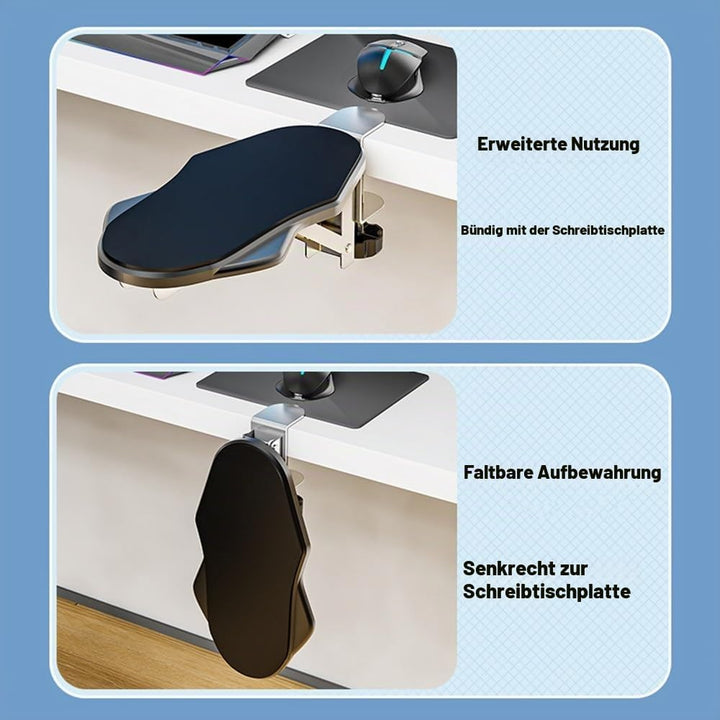 Armauflage Schreibtisch,Ergonomische Armlehnenstütze Handgelenkauflage,90° Faltbare und 180° Drehbar