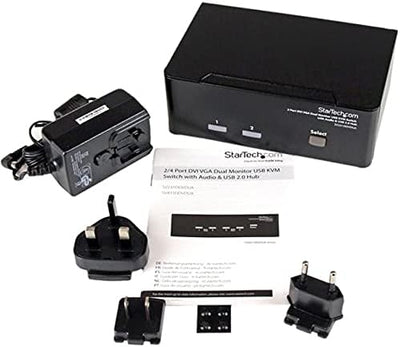 StarTech.com Dual DVI VGA 2 Port Monitor Audio Switch 2-fach KVM Umschalter USB 2.0 1920x1200 - 2 x