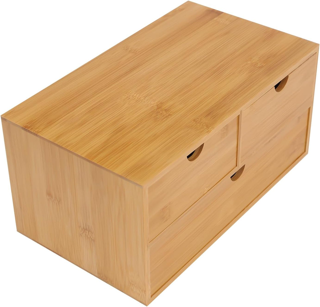 Bambus Schreibtisch Organizer mit Schubladen Schubladenbox Bambus Mini Kommode, Aufbewahrungsbox mit