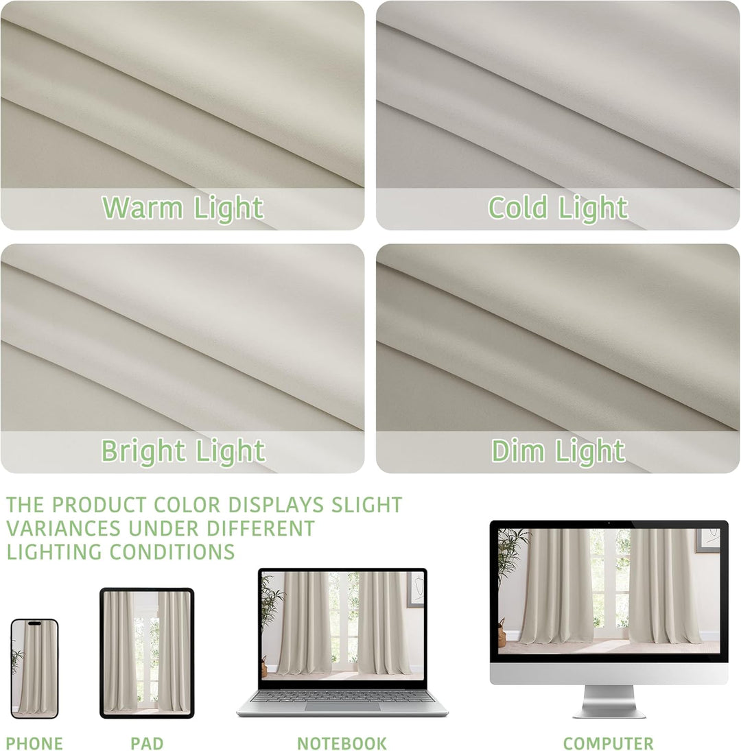 KGORGE Gardinen für Kleine Fenster Schlafzimmer 2er Set 120 x 90 cm(HxB) Thermovorhang Hitzeschutz M