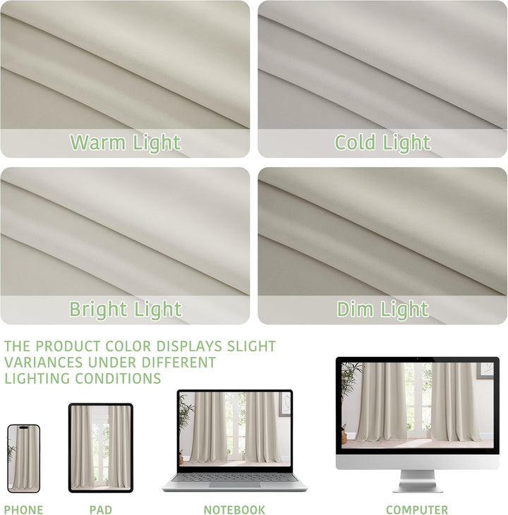 KGORGE Gardinen für Kleine Fenster Schlafzimmer 2er Set 120 x 90 cm(HxB) Thermovorhang Hitzeschutz M