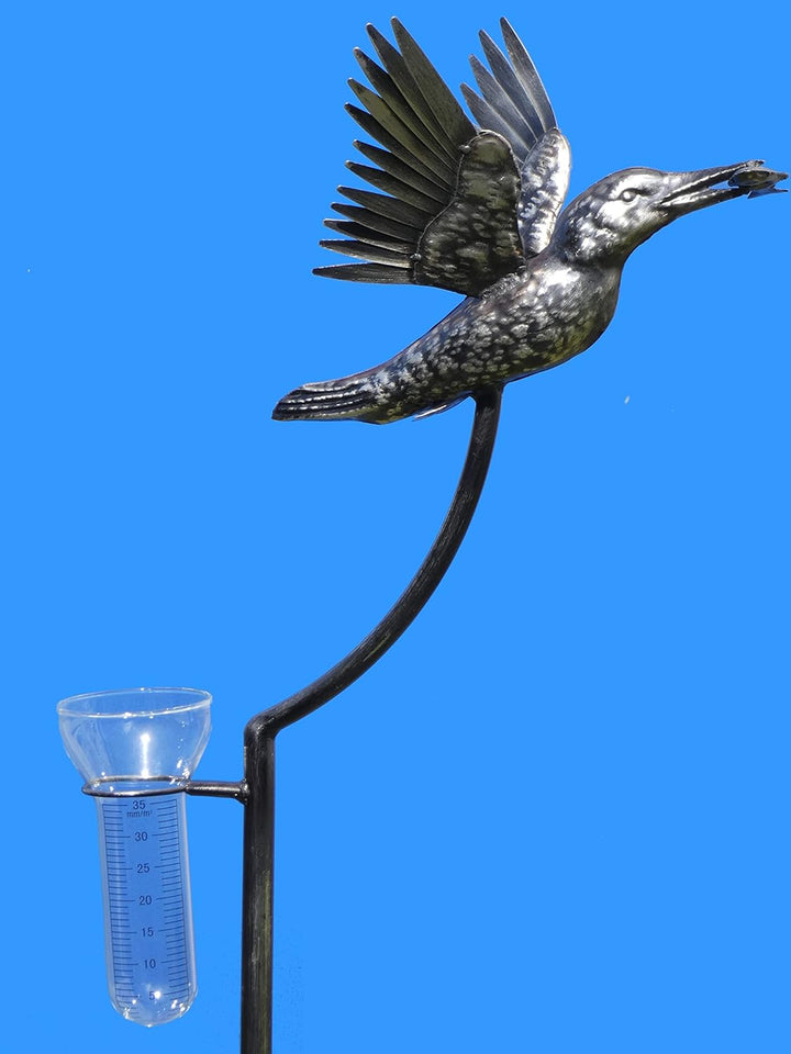 Pommerntraum ® | Edelstahl Regenmesser Niederschlagsmesser Pluviometer Vogel hochwertige Gartendeko
