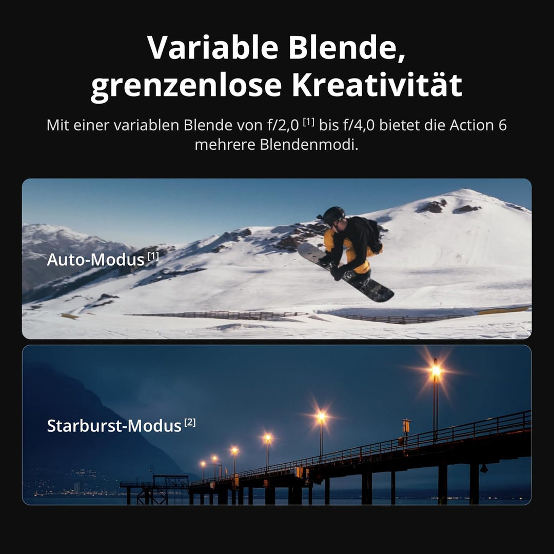 DJI Osmo Action 6 Erweiterte Combo, Action-Cam mit 1/1,1″-Quadratsensor, Variable Blende von f/2,0-f