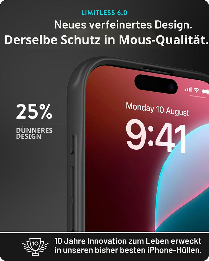 Mous Hülle für iPhone 16 MagSafe Kompatibel Case [Kamerasteuerung Cover] - Limitless 6.0 - Carbonfas