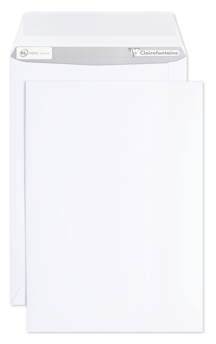 Clairefontaine 8044C - Karton mit 250 Versandtaschen weiss B5-176x250mm, selbstklebend, 90g, 1 Karto