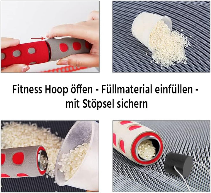 Gymnastikreifen Fitness Hoop 90cm Gewicht einstellbar 1-8kg Edelstahl Schaumstoff Blau-Weiss, Blau-W