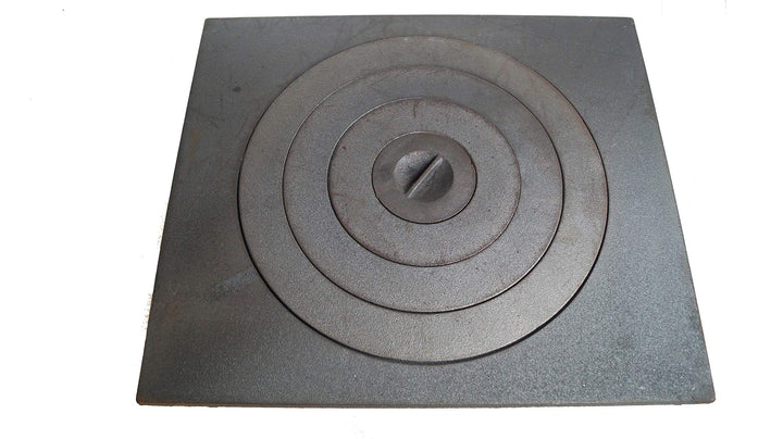 Sellon24® Gussplatte Ofenplatte Unbehandelt Gusseisen Ringset Cast Iron Herdring 46x40 cm