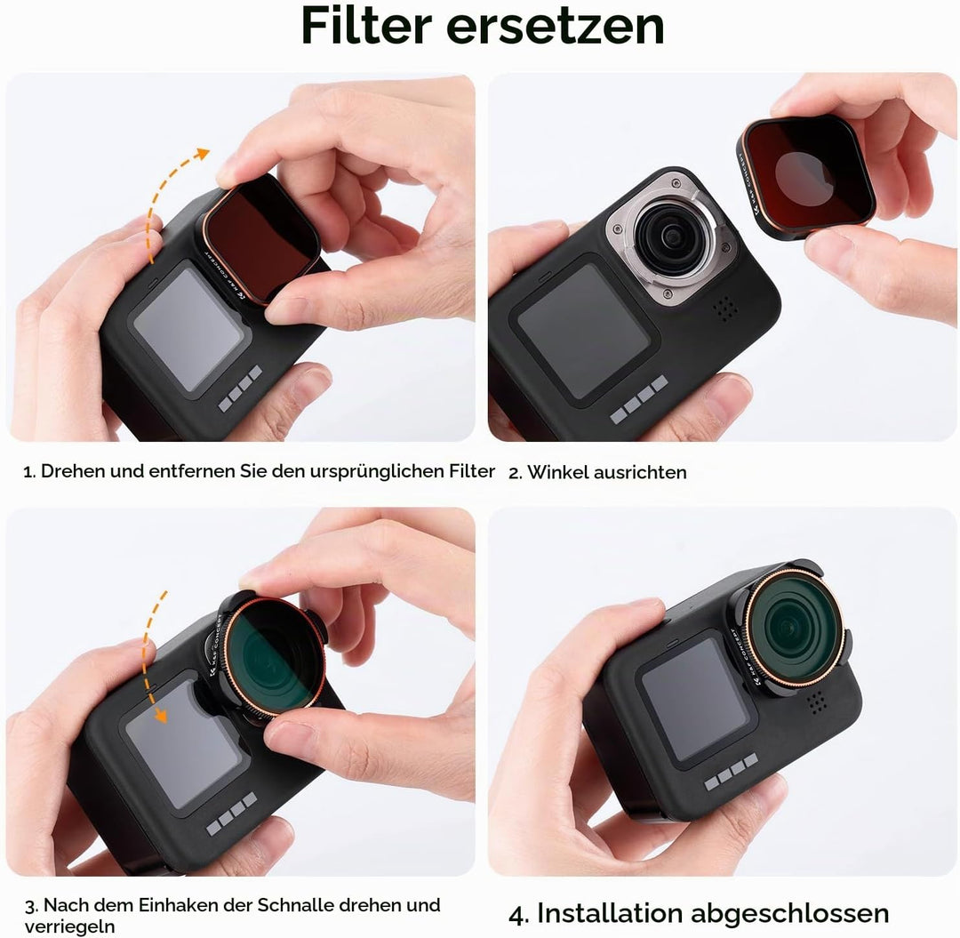 K&amp;F Concept Bright Day - 4 Pack ND/PL Filtersets(ND8/PL,ND16/PL,ND32/PL,ND64/PL) Kompatibel mit GoPr