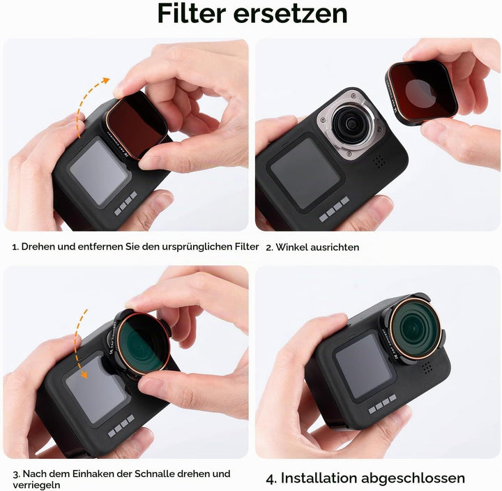 K&amp;F Concept Bright Day - 4 Pack ND/PL Filtersets(ND8/PL,ND16/PL,ND32/PL,ND64/PL) Kompatibel mit GoPr