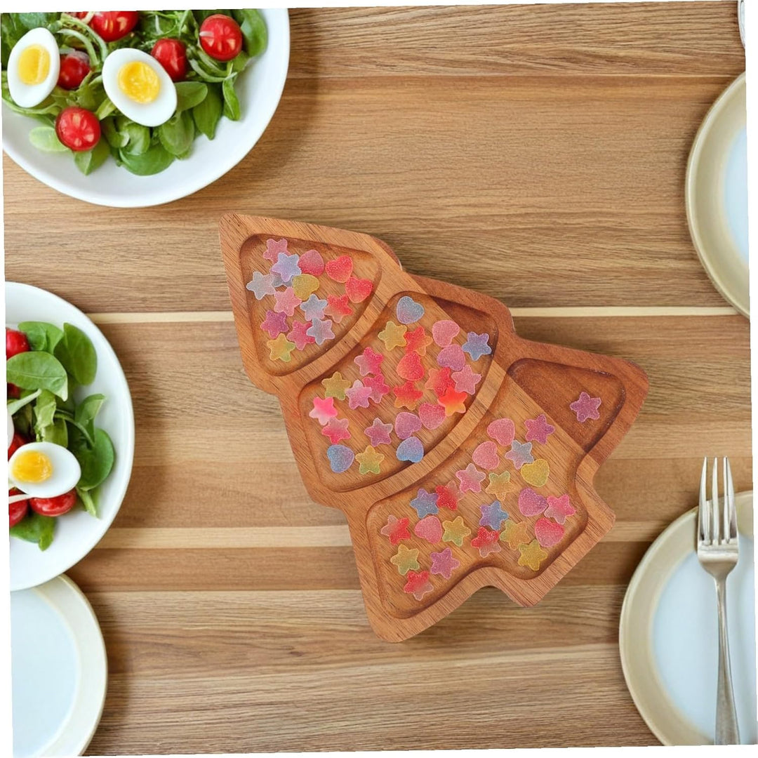 Toyvian Weihnachtsbaum Servierplatte aus Akazienholz Nachhaltiges Langlebiges Snack Vorspeisentablet
