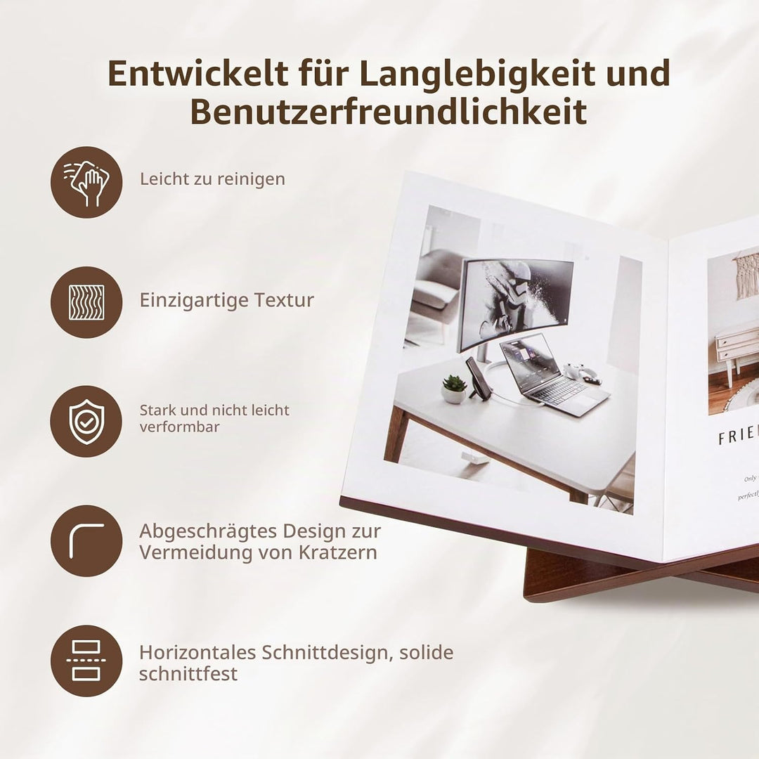 PUERSI Buchständer, Buchhalter Holz, Offene Bücherständer zum Ausstellen und Lesen, Buchaufsteller f