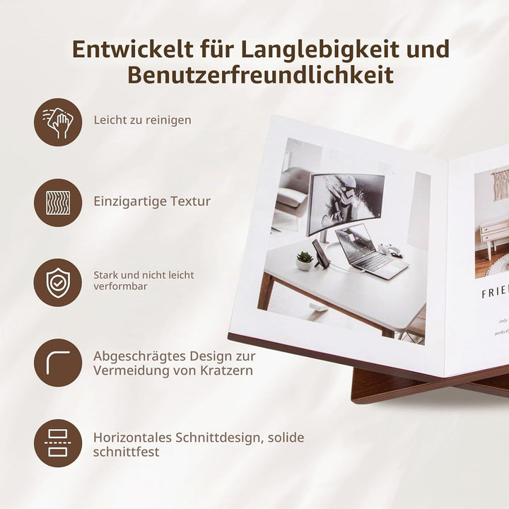 PUERSI Buchständer, Buchhalter Holz, Offene Bücherständer zum Ausstellen und Lesen, Buchaufsteller f