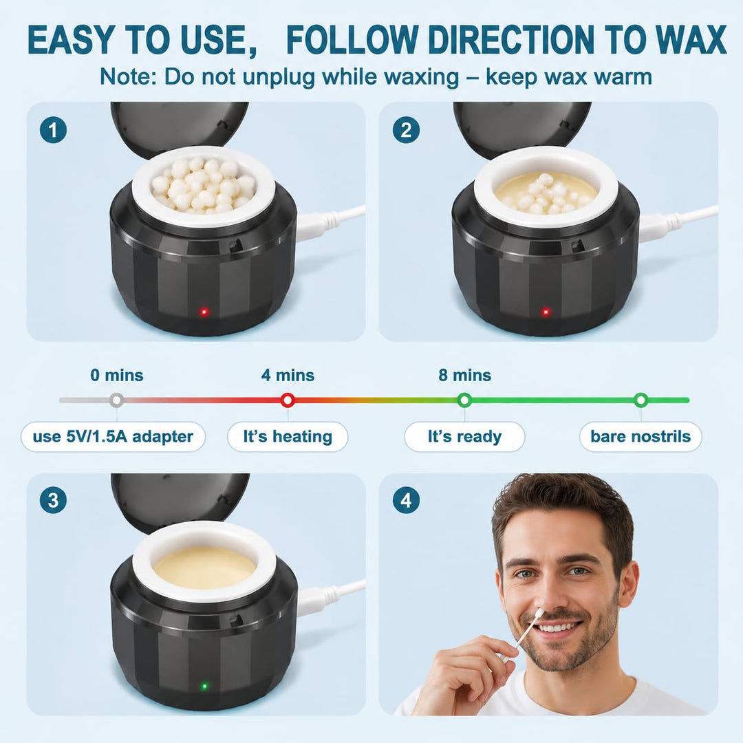 Nase Waxing set, Nasenhaar Wachs, Männer Nasenwachs Haarentfernung Set mit Mini Wax Maschine,USB-Sch