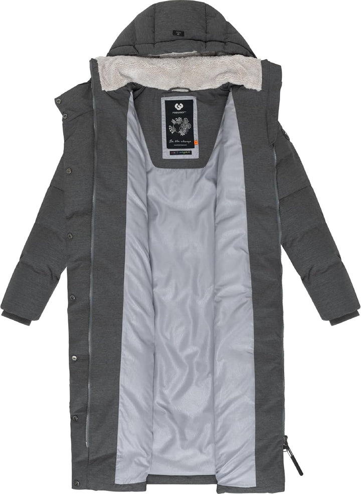 Ragwear Damen atmungsaktiver Wintermantel warmer wasserdichter Steppmantel lang mit Kapuze Pavla Lon