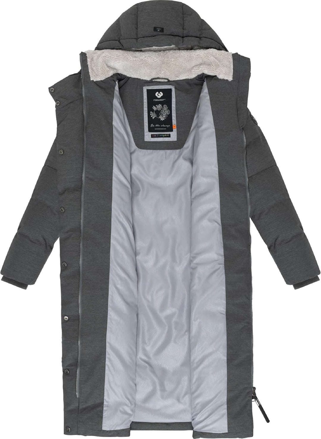 Ragwear Damen atmungsaktiver Wintermantel Warmer wasserdichter Steppmantel lang mit Kapuze Pavla Lon