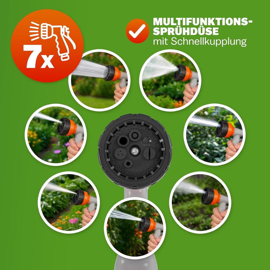 GARDEBRUK® Schlauchtrommel 30 + 2m Schlauchaufroller Wasser Handbrause 7 Funktionen 180° Schwenkbar