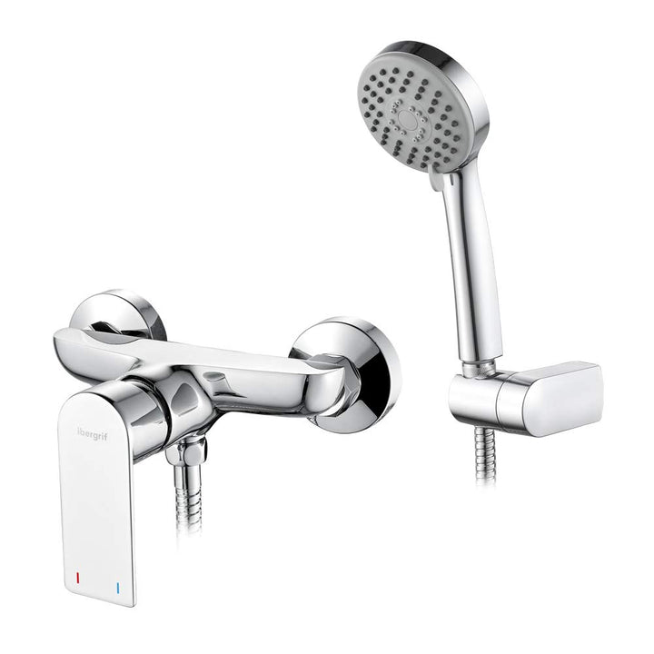 Ibergrif Supreme - Duscharmatur Set, Brausebatterie mit Duschkopf, Duschkopfhalter, und Brauseschlau