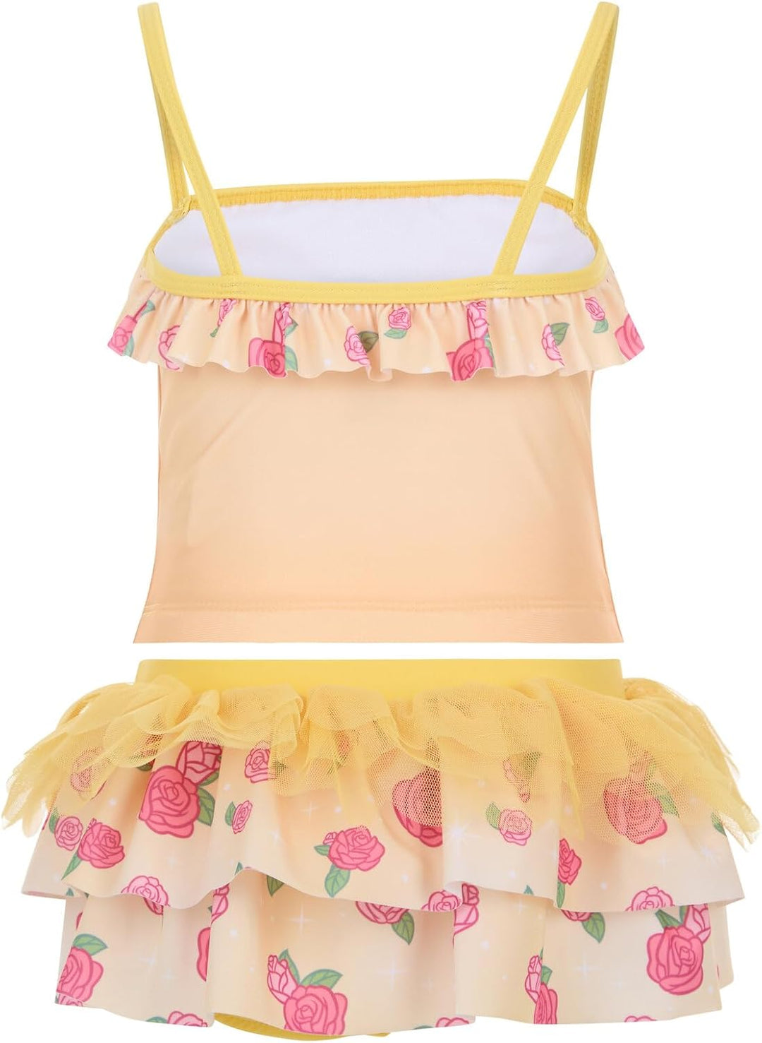 Disney Princess Moana Little Girls Tankini Top Swimsuit & Skirt Set Orange 5, Belle, Gelb
