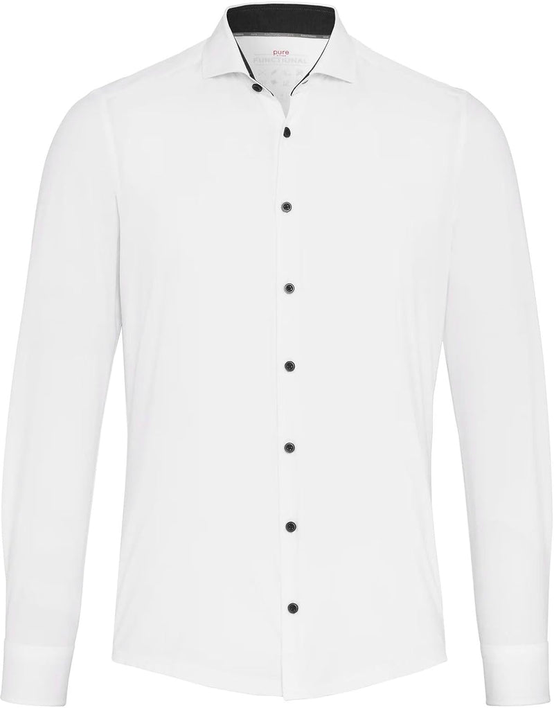 Pure Slim Fit Functional Hemd Langarm Haifischkragen Stretch weiss 39 Weiss, 39 Weiss