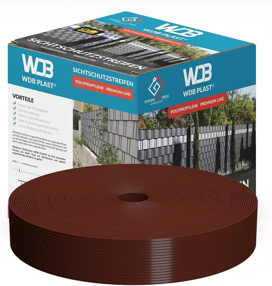 WDB - Sichtschutzstreifen für Doppelstabmatten Sichtschutz Zaun - 4,75 cm x 50 m - Hart PP Windschut