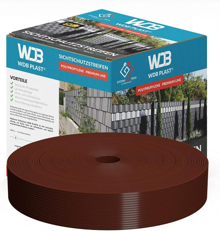 WDB - Sichtschutzstreifen für Doppelstabmatten Sichtschutz Zaun - 4,75 cm x 50 m - Hart PP Windschut