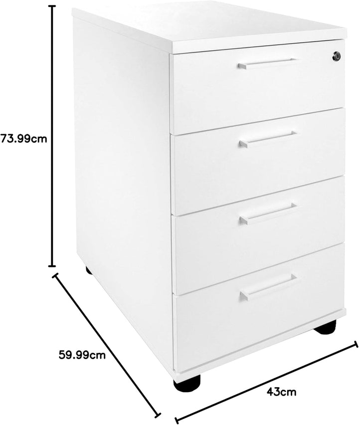 Optima Standcontainer in Weiss Rollschrank Büro Container Schubladen-Schrank