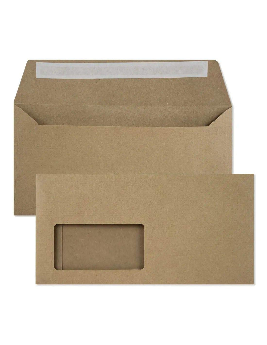 Netuno 100 Sandbraun DIN lang Kraftpapier Brief-Kuverts mit Fenster (Links) 110x220 mm 100g Briefums