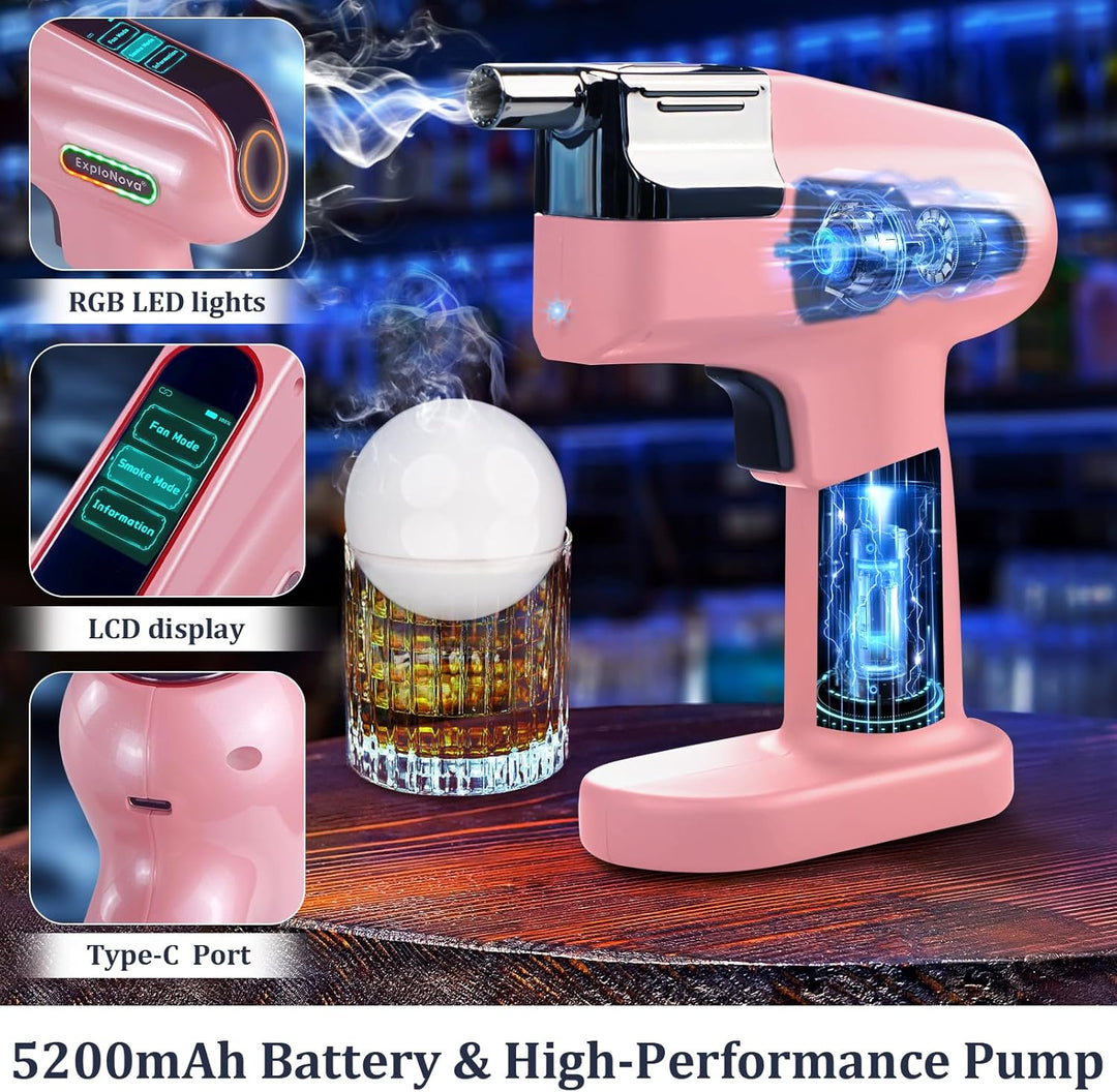 cocktailmaschine mit 5 Aroma Pods, essbarer Blase, Cocktail Bubble Smoke Gun, Whiskey Smoker Kit, pe