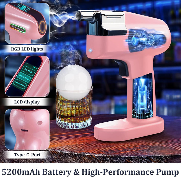 cocktailmaschine mit 5 Aroma Pods, essbarer Blase, Cocktail Bubble Smoke Gun, Whiskey Smoker Kit, pe