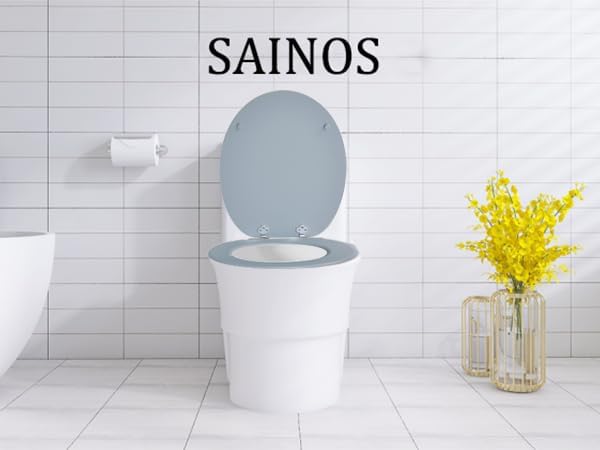 SAINOS MDF-Toilettensitz mit Soft-Close-Mechanismus, O-förmiger Toilettensitz mit verstellbaren Scha
