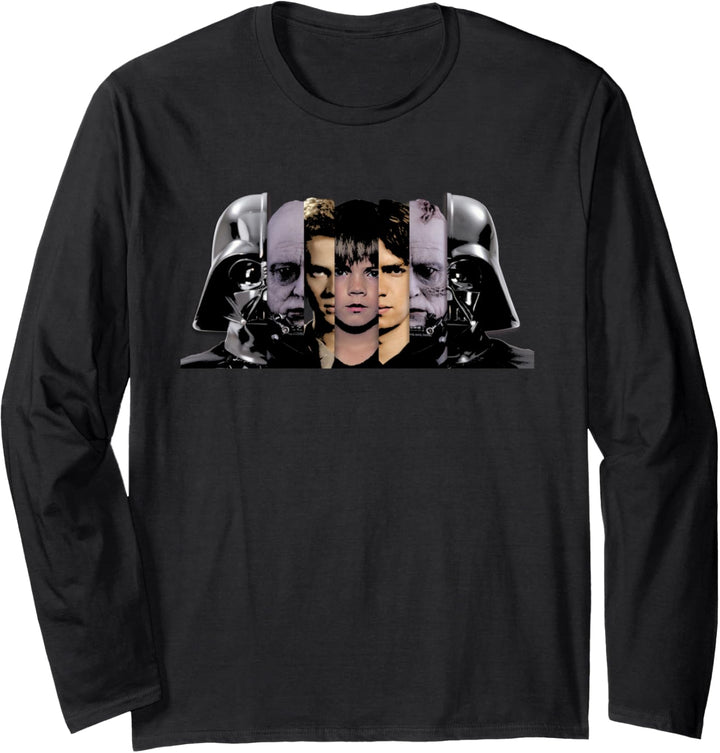 Star Wars Evolution of Darth Vader Faces Langarmshirt
