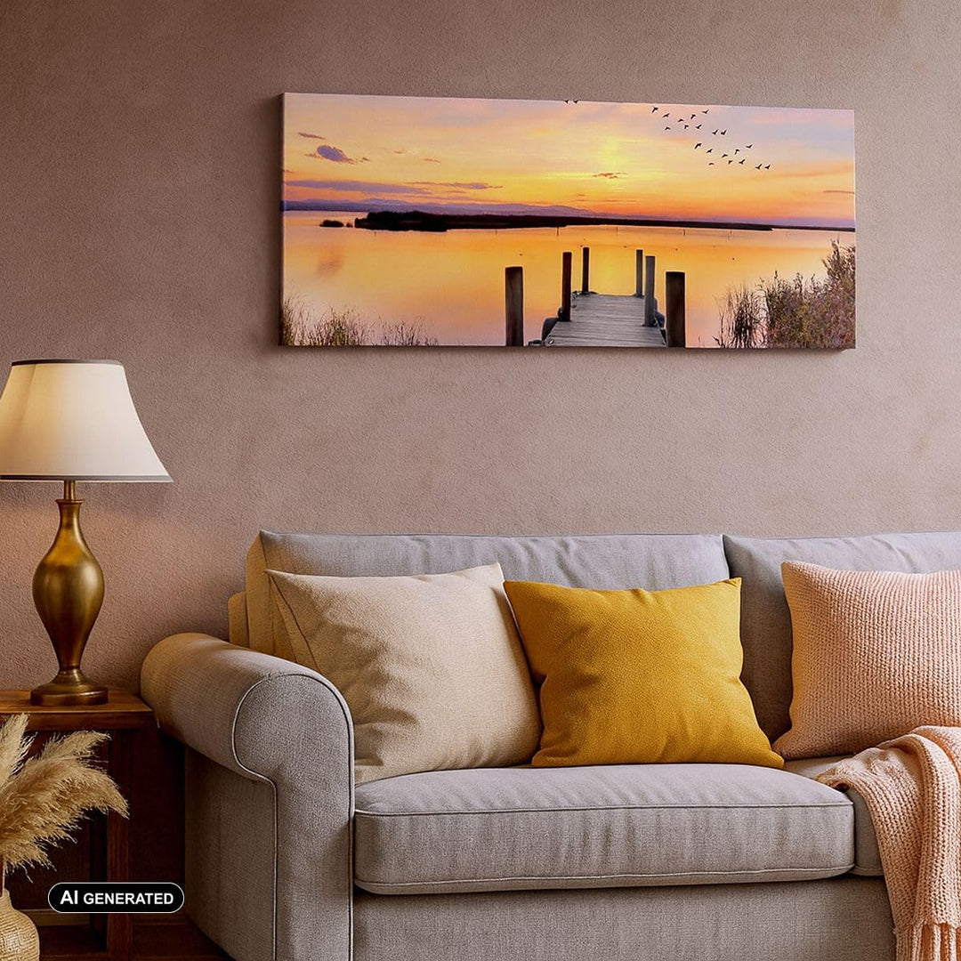 Wandbilder Dekoration Wohnzimmer Fussgängerbrücke Sommer Menschen Liebe Bilder auf Leinwand 120x50cm