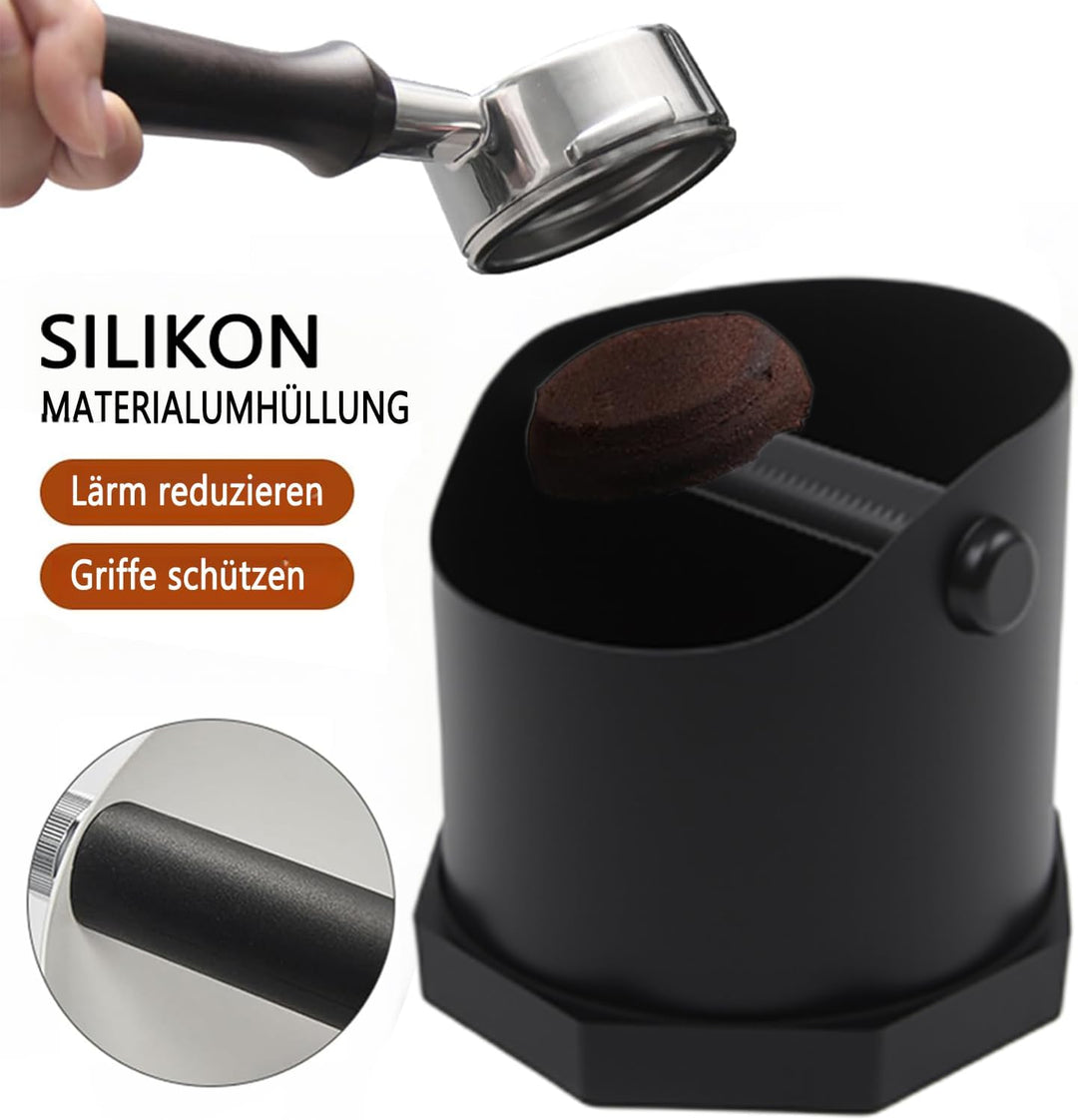 Abklopfbehälter Siebträger,Knock Box mit Abnehmbarer Abklopfskeule Espresso Klopfbox Barista Stil mi