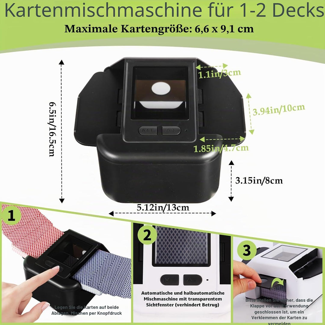 Wiederaufladbar Automatischer Kartenmischer für 2 Decks, Geräuscharm Elektrischer Kartenmischer mit