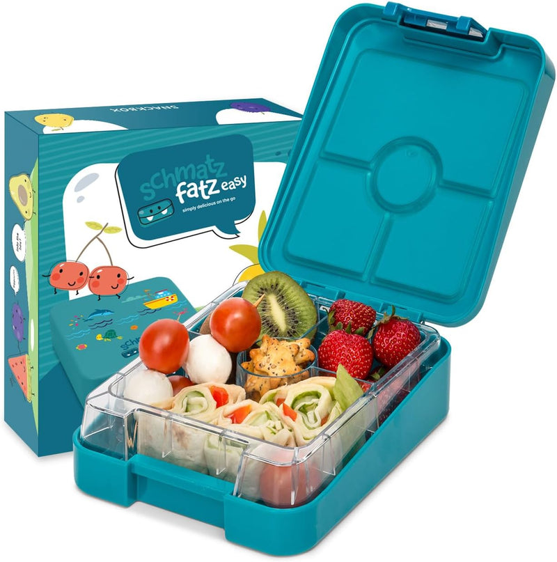 schmatzfatz Easy Brotdose für Kinder mit Fächern, Bunte Unterteilt & Auslaufsicher, BPA-Freie Lunchb