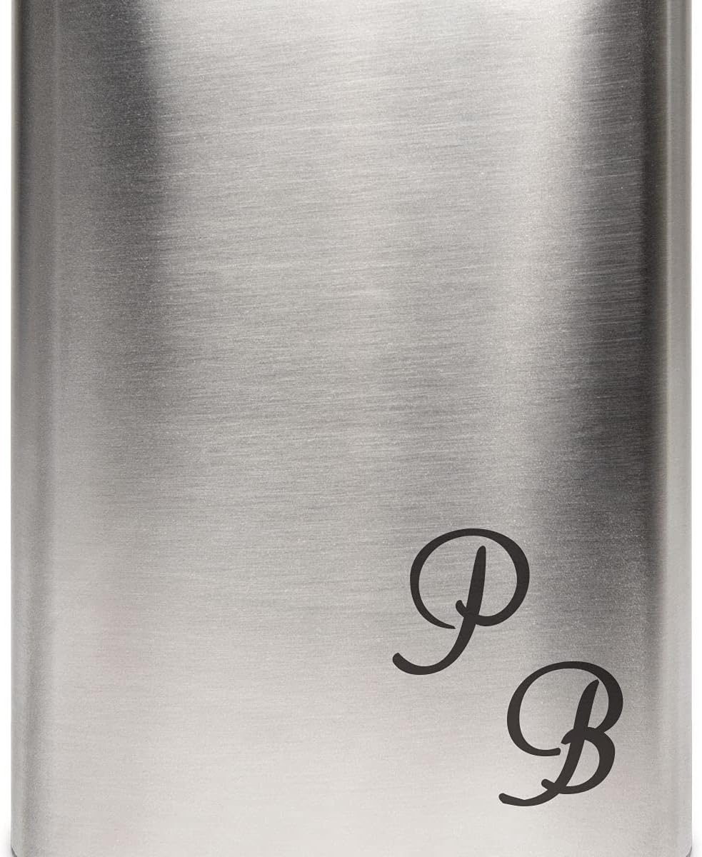 Edelstahl Flachmann 237 ml silber inkl. individuelle Gravur in Schwarz von Paule Black - personalisi