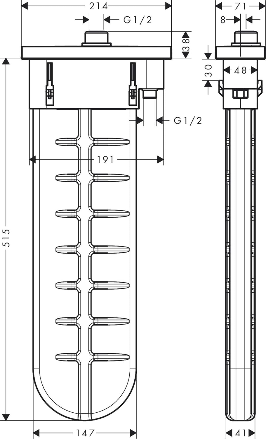 hansgrohe Schauchbox (sBox) für Duschkopf an der Wanne, eckiges Fertigset, Mattschwarz Matt Black Fe
