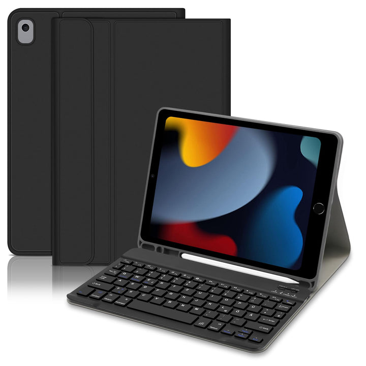 Hofsos Hülle mit Tastatur für IPad 10.2 Zoll 9/8/7 Generation (2021/2020/2019) - QWERTZ Layout Keybo
