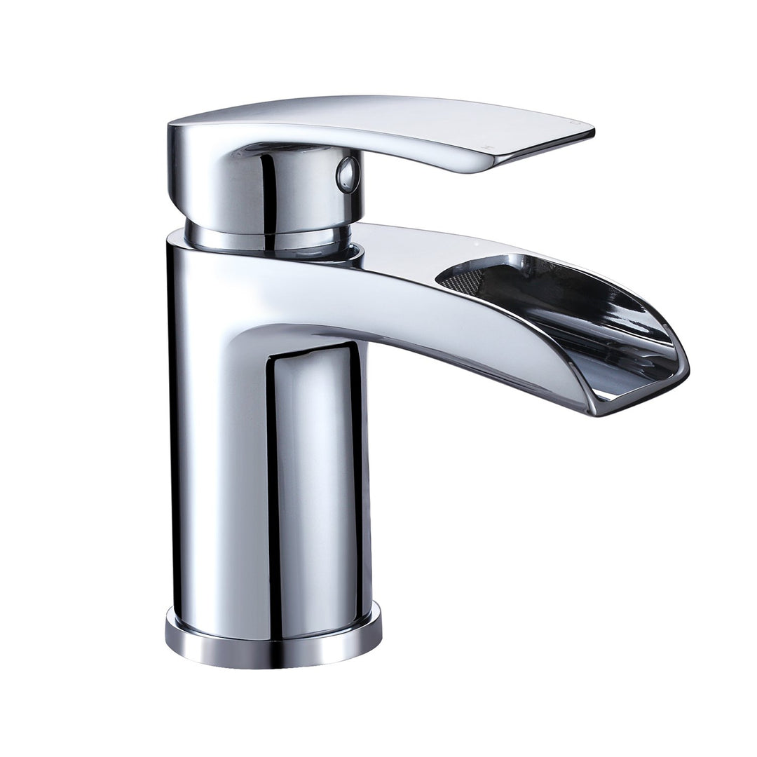 Design Wasserfall Wasserhahn Chrom Waschtischarmatur Einhebelmischer-Waschtischbatterie Bad Armatur